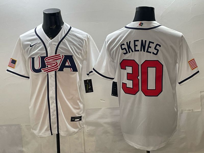 Men 2026 World Cub USA #30 Skenes White Game Nike MLB Jersey style 0010